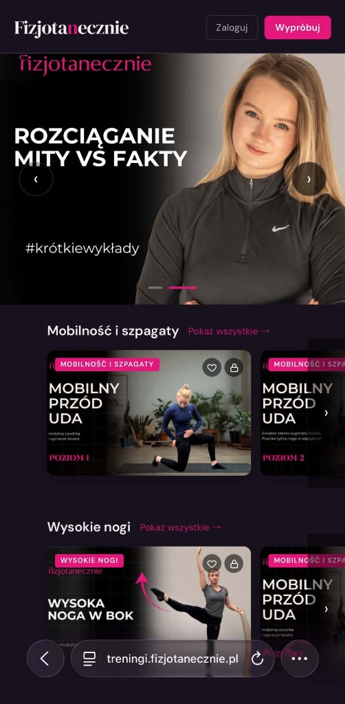 Aplikacja Treningowa - Ekran Główny